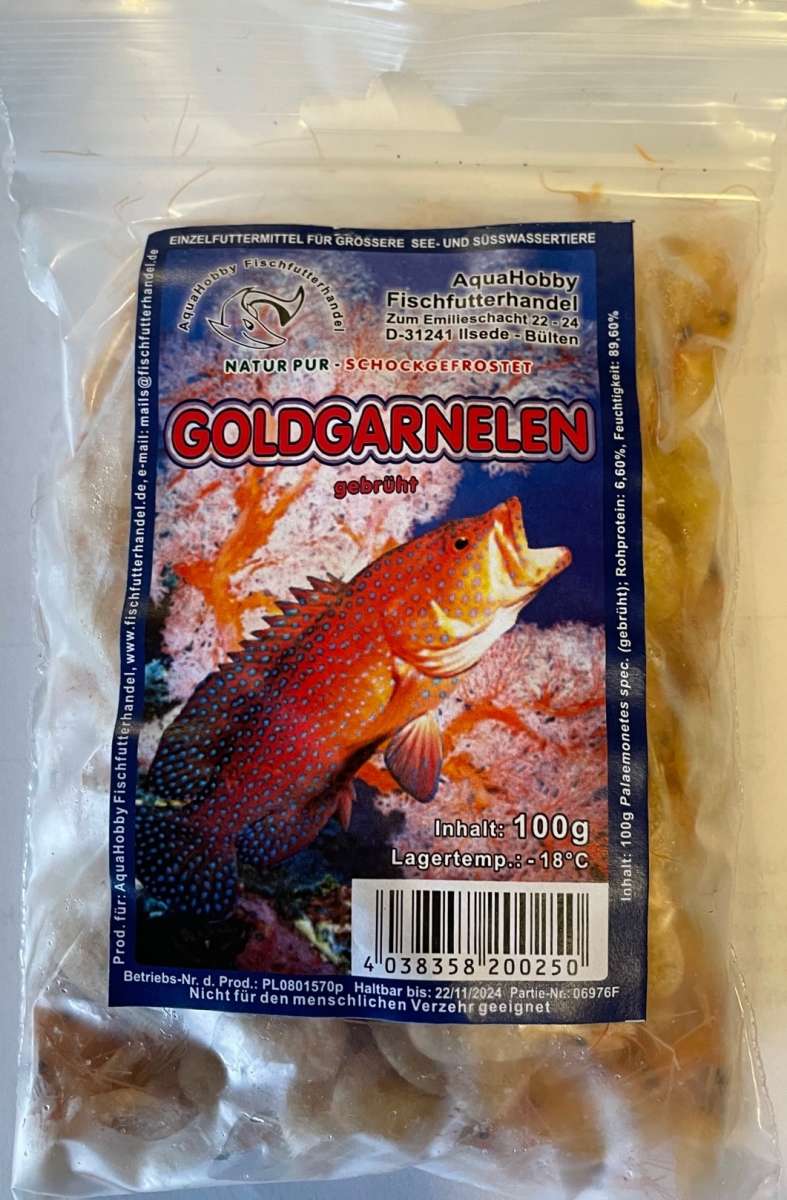 Goldgarnelen gebrüht Frostfutter 100g Tafel