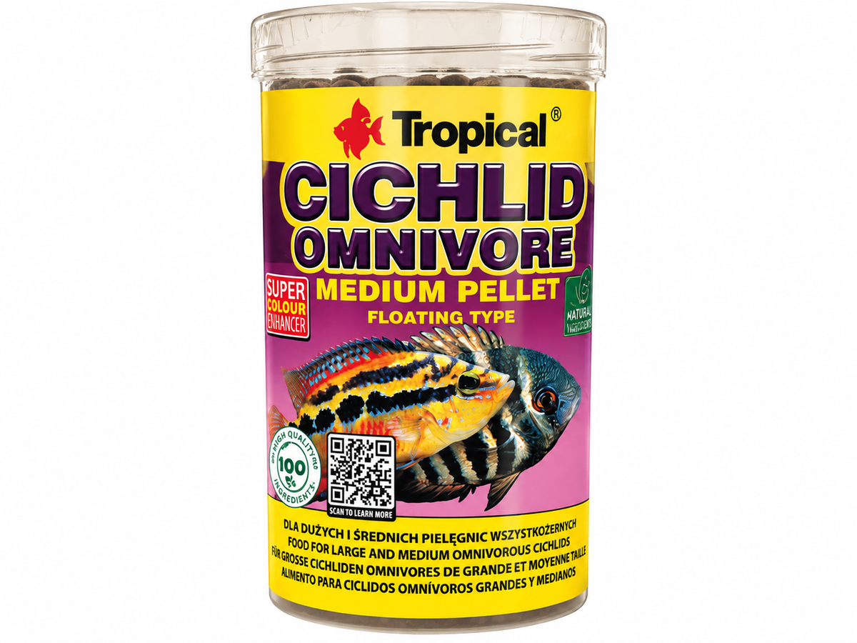 Tropical Cichlid Omnivore Medium Pellet | Buntbarschfutter 500ml