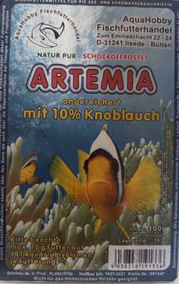 Artemia mit 10% Knoblauch 100g und 500g Tafel