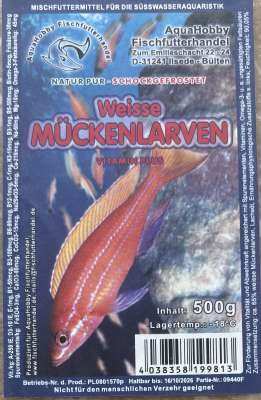 Weiße Mückenlarven 100g und 500g Tafel