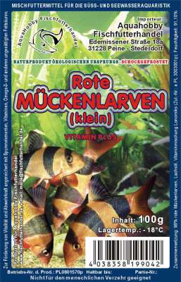 Rote Mückenlarven (klein) 100g und 500g Tafel